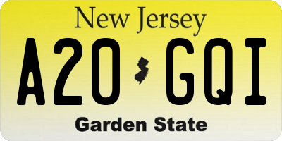 NJ license plate A20GQI