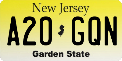 NJ license plate A20GQN