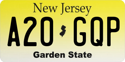 NJ license plate A20GQP