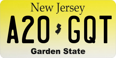 NJ license plate A20GQT