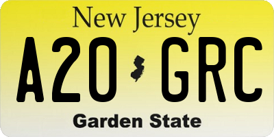 NJ license plate A20GRC