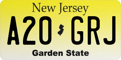 NJ license plate A20GRJ