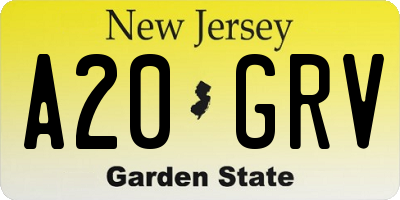 NJ license plate A20GRV