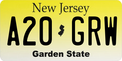 NJ license plate A20GRW