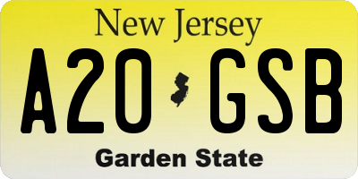 NJ license plate A20GSB