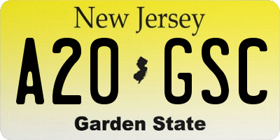 NJ license plate A20GSC