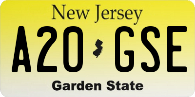 NJ license plate A20GSE