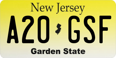 NJ license plate A20GSF