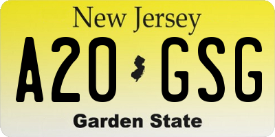 NJ license plate A20GSG
