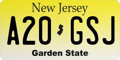 NJ license plate A20GSJ