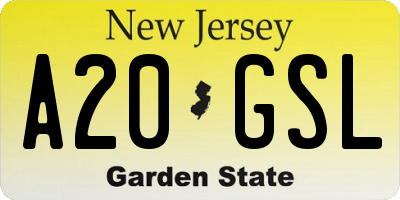 NJ license plate A20GSL