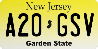 NJ license plate A20GSV