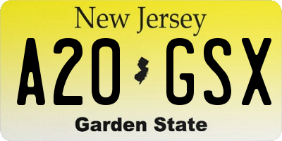 NJ license plate A20GSX