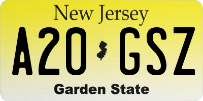 NJ license plate A20GSZ