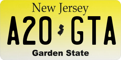 NJ license plate A20GTA