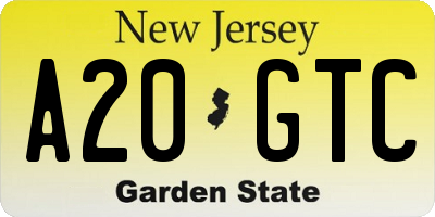 NJ license plate A20GTC
