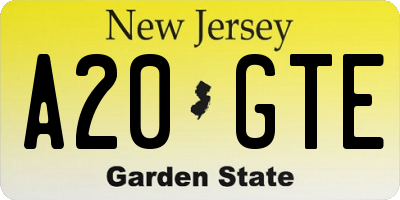 NJ license plate A20GTE