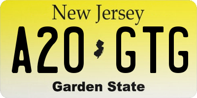 NJ license plate A20GTG