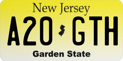 NJ license plate A20GTH