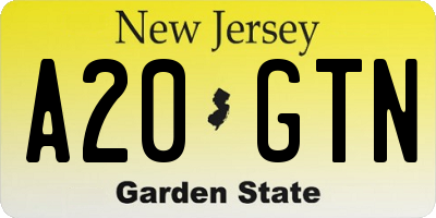 NJ license plate A20GTN