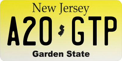 NJ license plate A20GTP