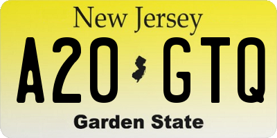 NJ license plate A20GTQ