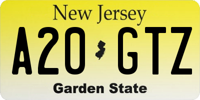 NJ license plate A20GTZ