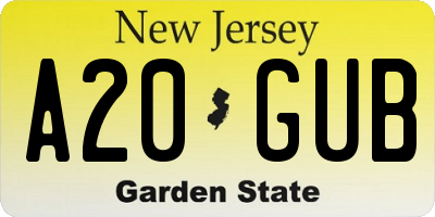 NJ license plate A20GUB