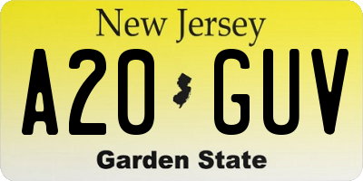 NJ license plate A20GUV