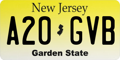 NJ license plate A20GVB