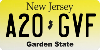 NJ license plate A20GVF