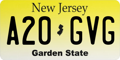 NJ license plate A20GVG