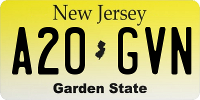 NJ license plate A20GVN