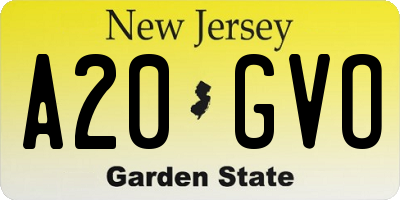 NJ license plate A20GVO