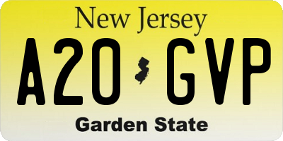 NJ license plate A20GVP