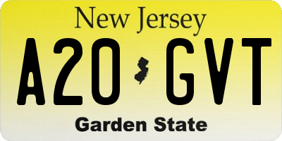 NJ license plate A20GVT