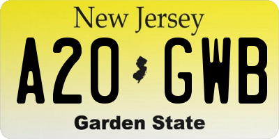 NJ license plate A20GWB