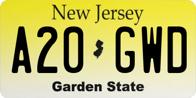 NJ license plate A20GWD
