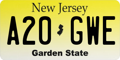 NJ license plate A20GWE