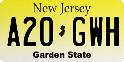 NJ license plate A20GWH