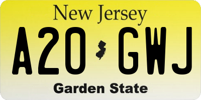 NJ license plate A20GWJ