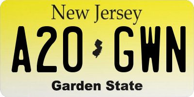 NJ license plate A20GWN