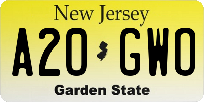 NJ license plate A20GWO