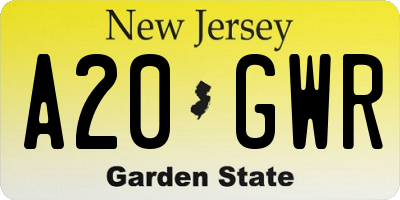 NJ license plate A20GWR