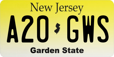 NJ license plate A20GWS