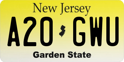 NJ license plate A20GWU