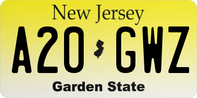 NJ license plate A20GWZ