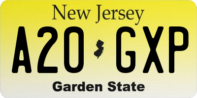 NJ license plate A20GXP