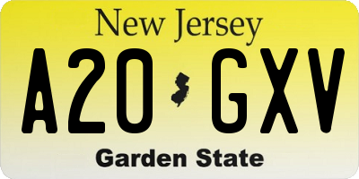 NJ license plate A20GXV