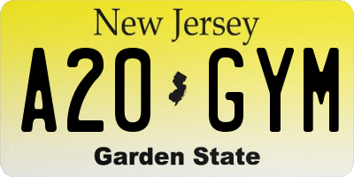 NJ license plate A20GYM
